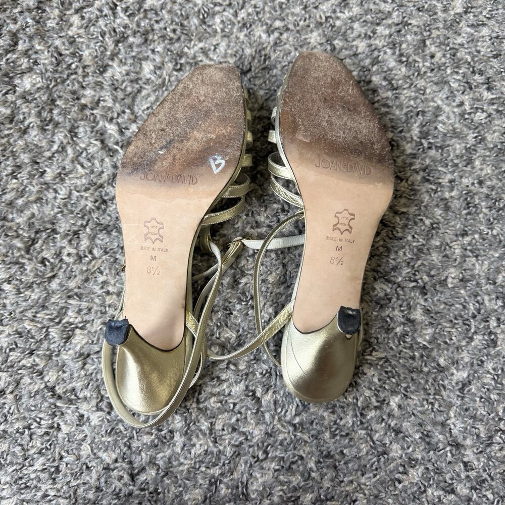 Vintage Gold Metallic Strappy Ankle Strap Kitten Heels Size 8.5 Formal Y2K 90s - Picture 6 of 6